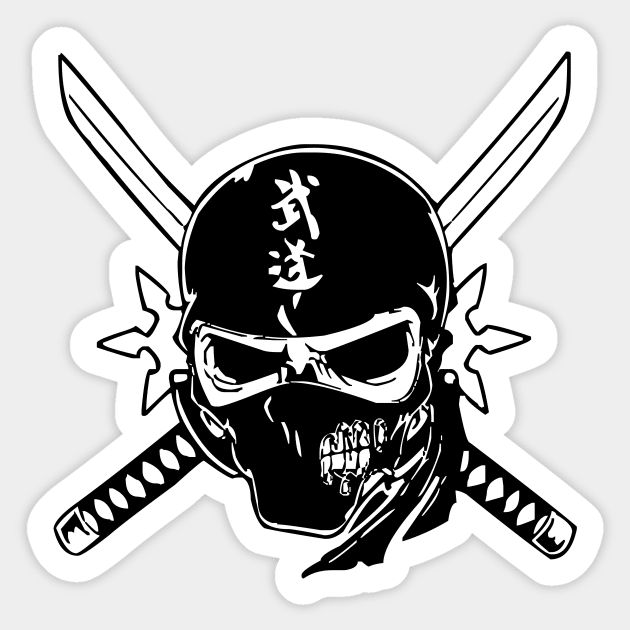 Stealth and Steel - Ninja Skull Sticker by Salaar Design Hub